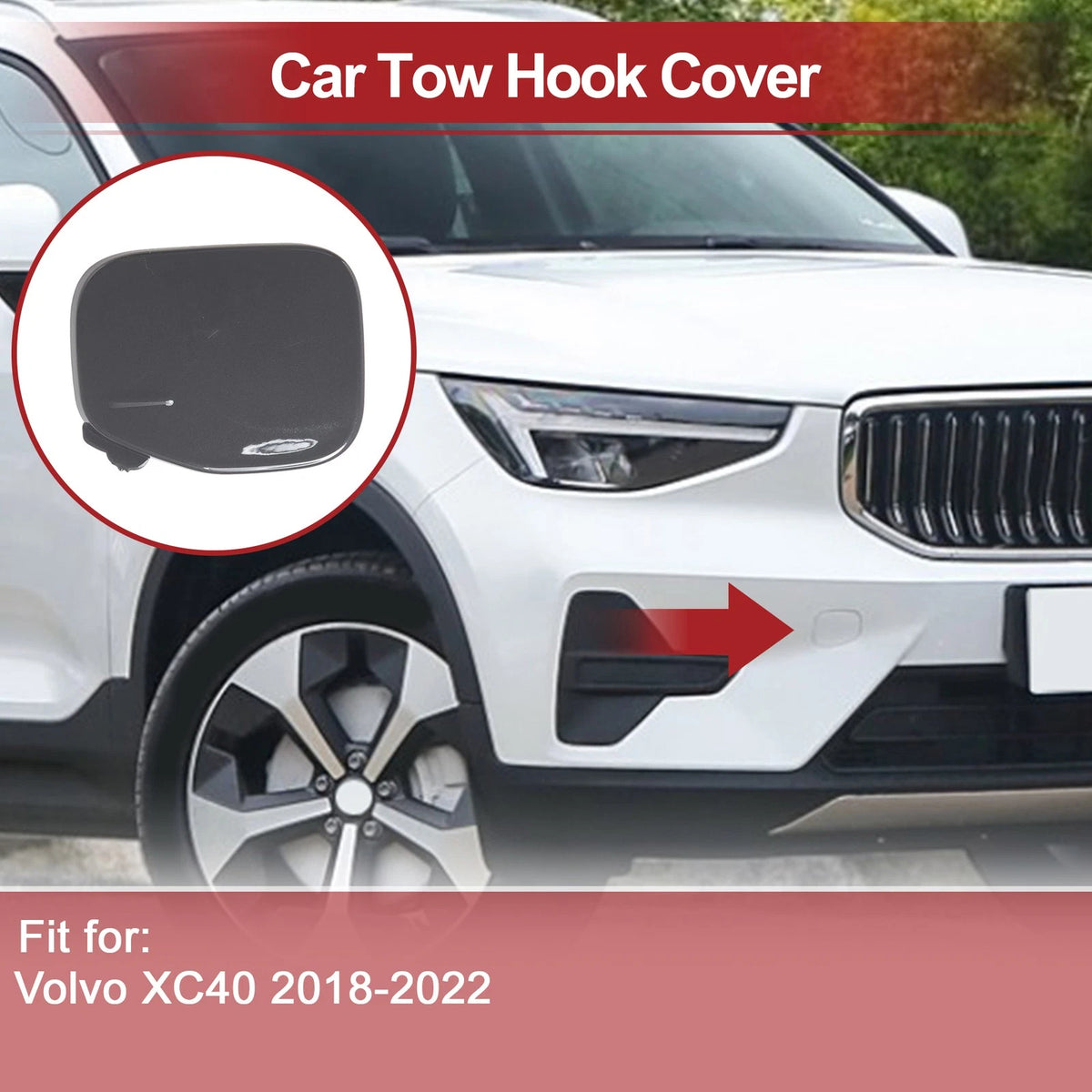 Tow Hook Cover Cap for Volvo XC40 (2018–2022) No. 39847993 Gray Plastic