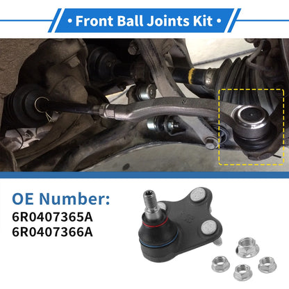 2X Front Lower Ball Joints for Skoda Fabia (2005–2014) No. 6R0407365A/6R0407366A