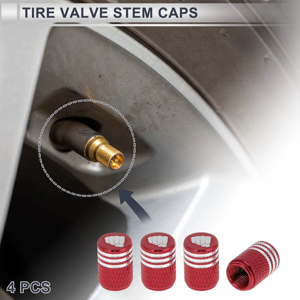 Tire Valve Stem Caps Replacement Dust Covers Red for Car Motorbike Bicycle (4 Pcs)