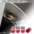 Tire Valve Stem Caps Replacement Dust Covers Red for Car Motorbike Bicycle (4 Pcs)