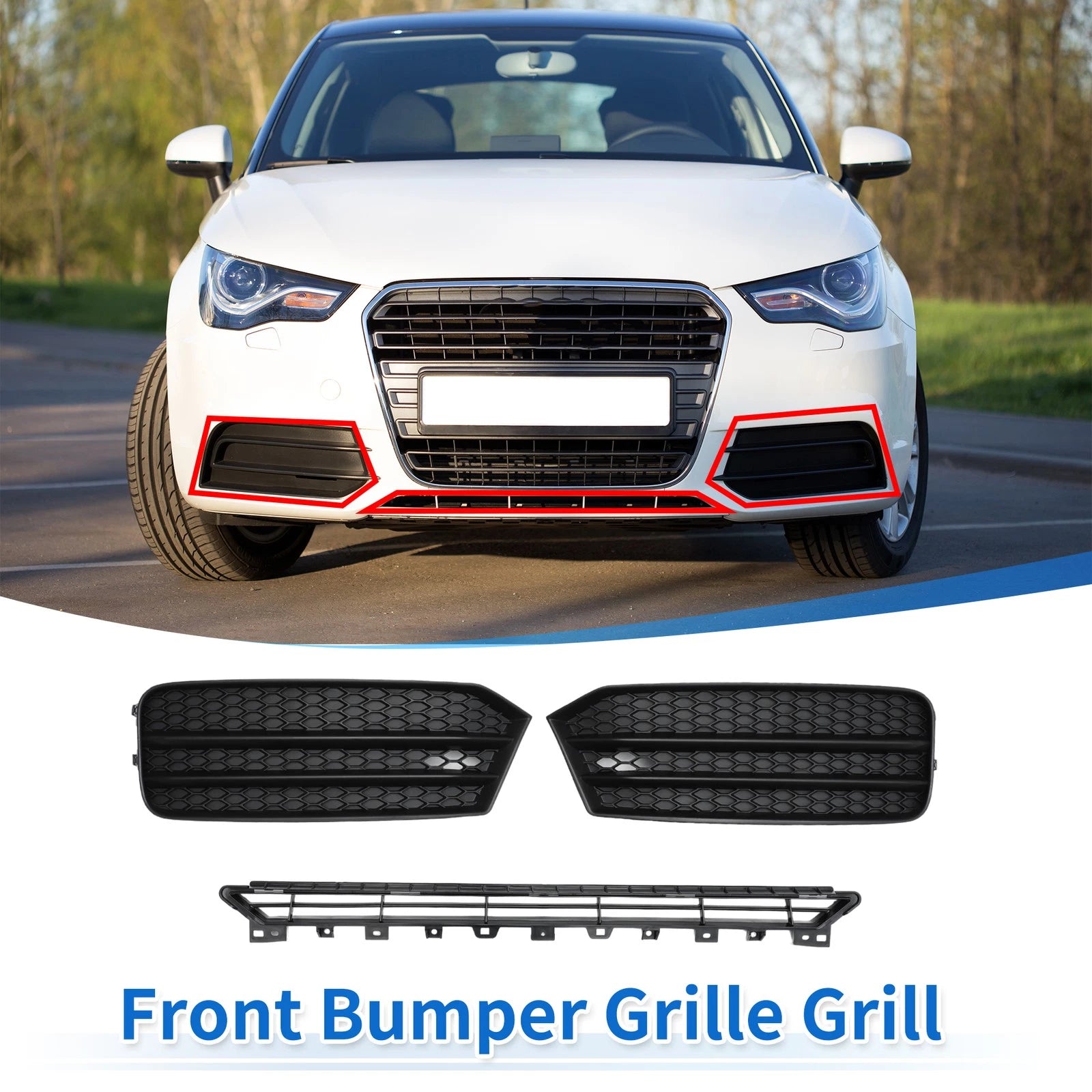 Front Lower Bumper Grille Grill Replacement Set for Audi A1 (2015–2018)