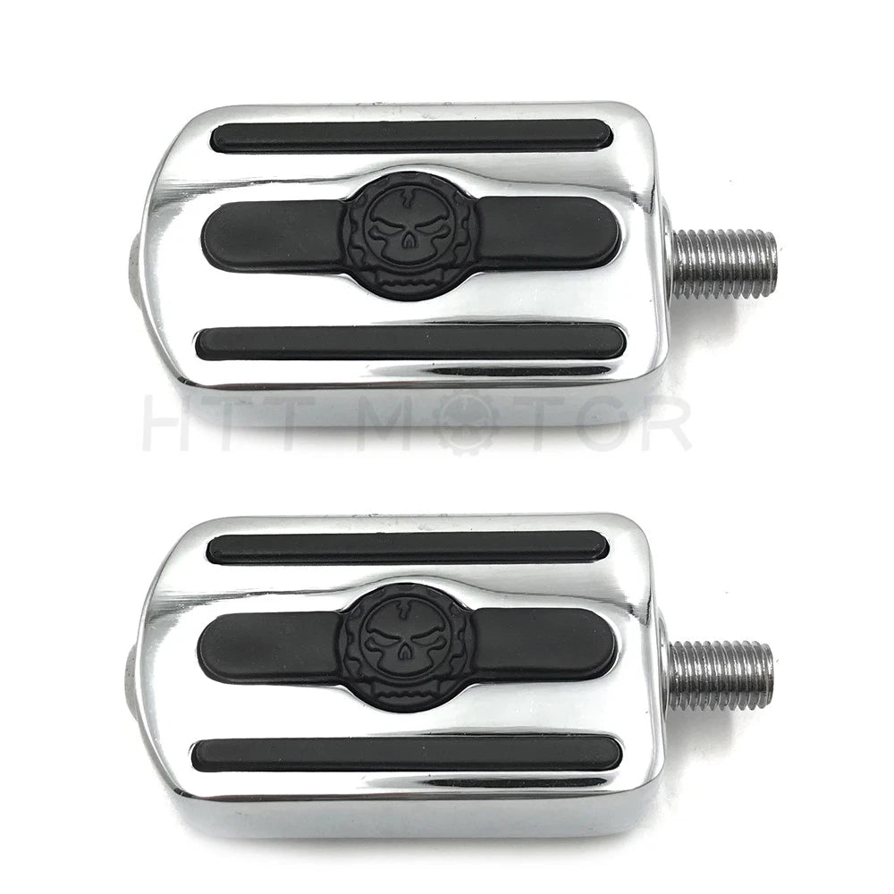 2X Chrome Gear Furious Skull Shifter Peg Toe Heel Rest Peg for Harley (1984–2017)