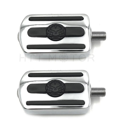 2X Chrome Gear Furious Skull Shifter Peg Toe Heel Rest Peg for Harley (1984–2017)