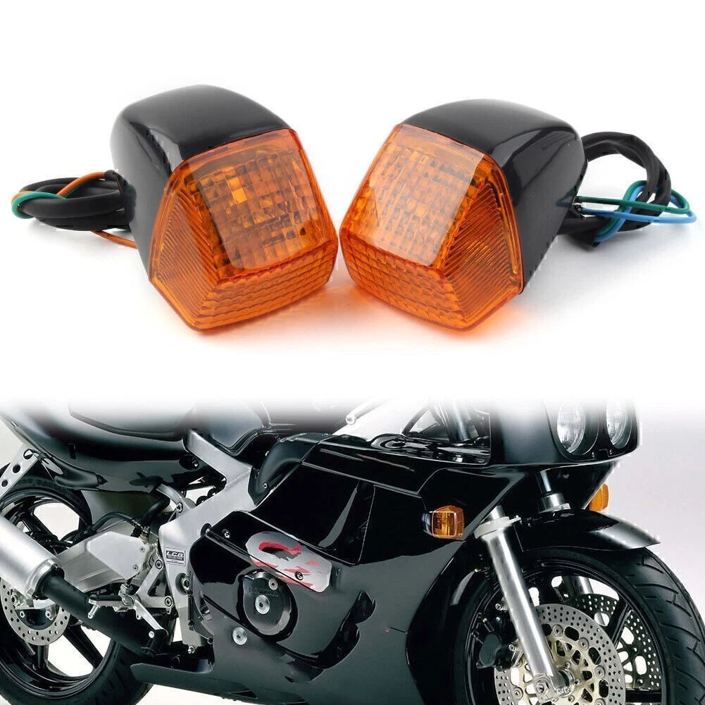 2X LED Indicator Lamp Yellow Lens for Honda CBR250RR MC22 (1990–1999)