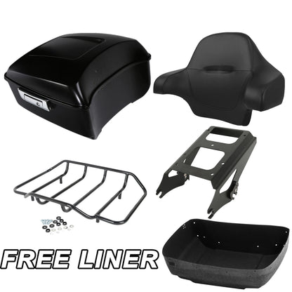 Matte Black Trunk Backrest Pad Mount Rack for Harley Touring (2009–2013)