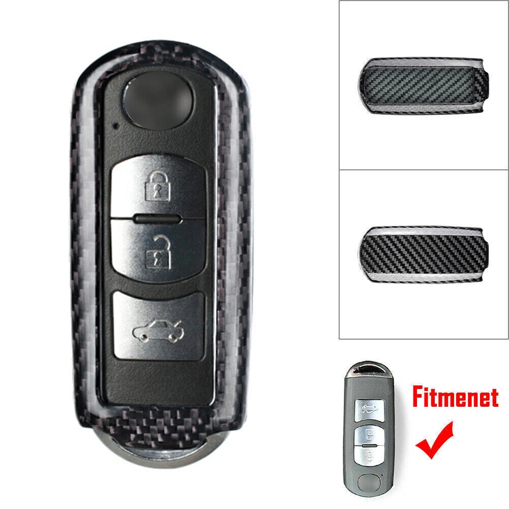Remote Key Shell Cover for Mazda 3 5 6 CX-3 CX-9 CX-5 (Carbon Fiber Black)