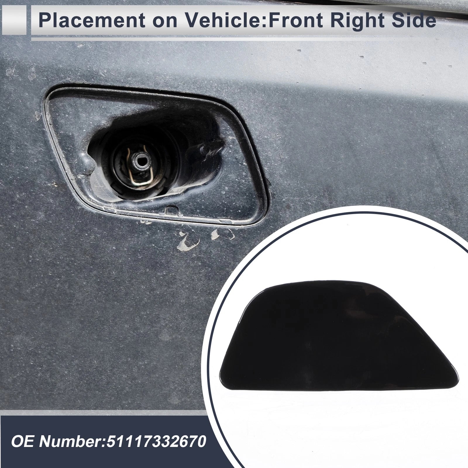 Front Right Bumper Headlight Washer Nozzle Cover Cap for BMW 535i (2011–2016)