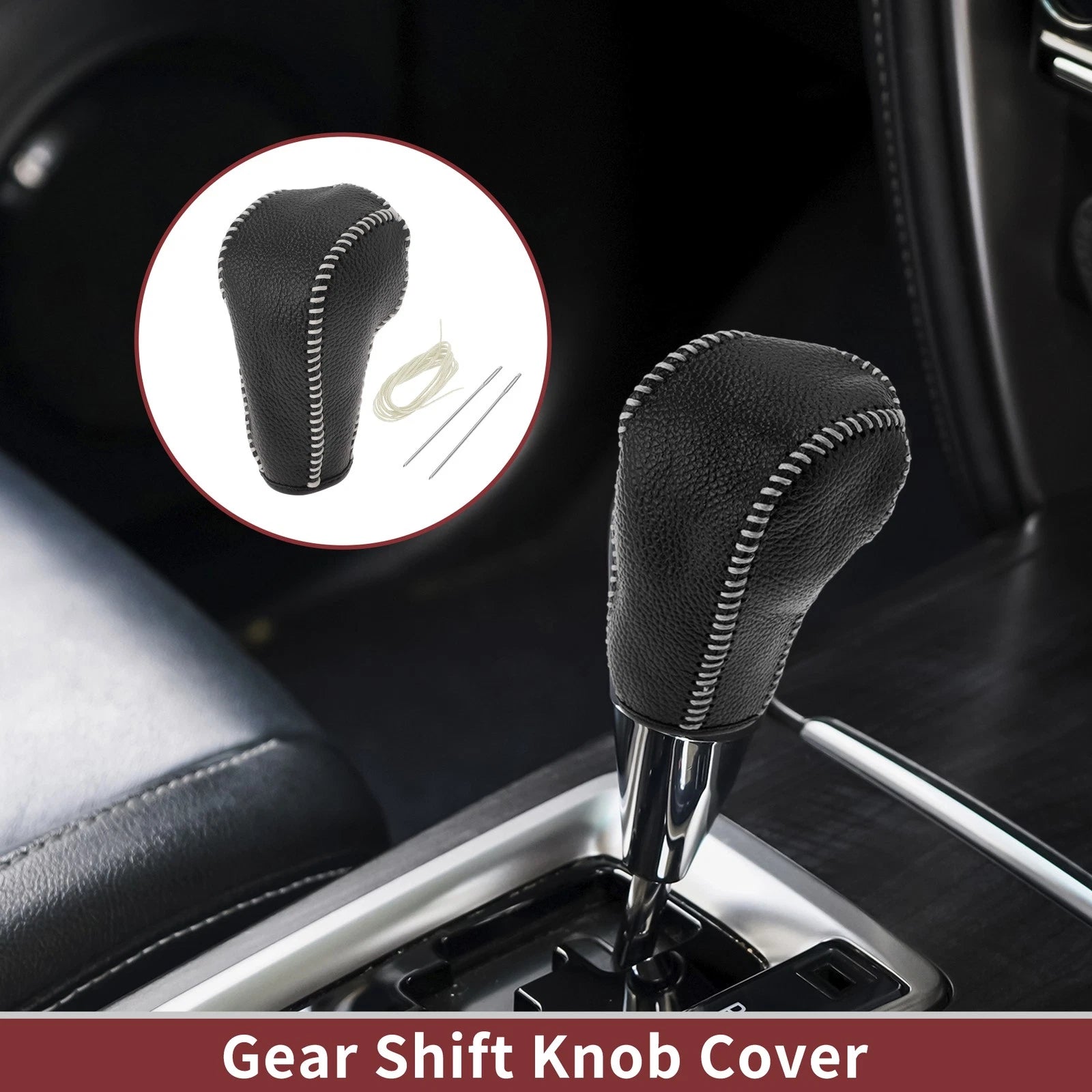 Gear Shift Knob Cover Replacement for Ford Edge (2011–2014) Beige Faux Leather