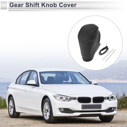 Gear Shift Knob Cover Replacement for BMW 3 Series (2004–2012) Black Faux Leather