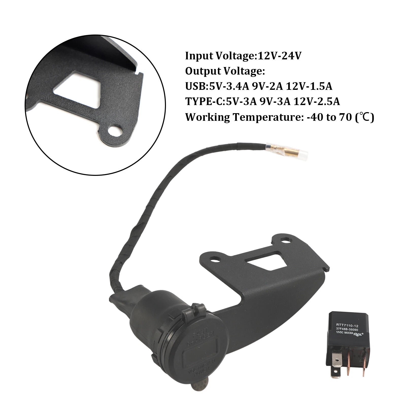 12V USB+C Socket Charger for Honda Rebel CMX300 CMX500 (2022–2024)