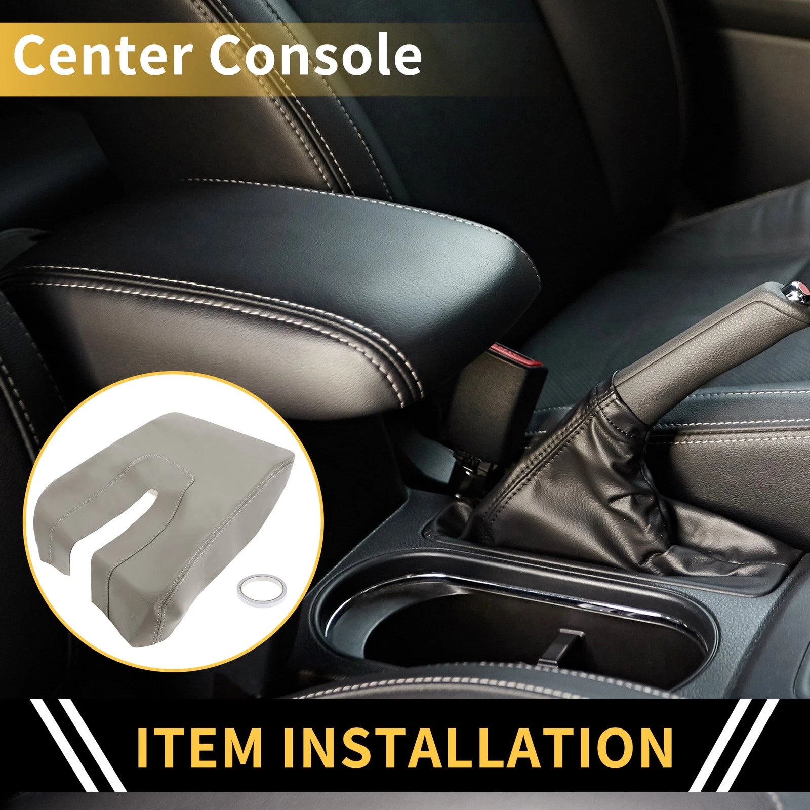 Center Console Lid Armrest Cover for Toyota Tundra Microfiber Leather Grey (2007–2021)