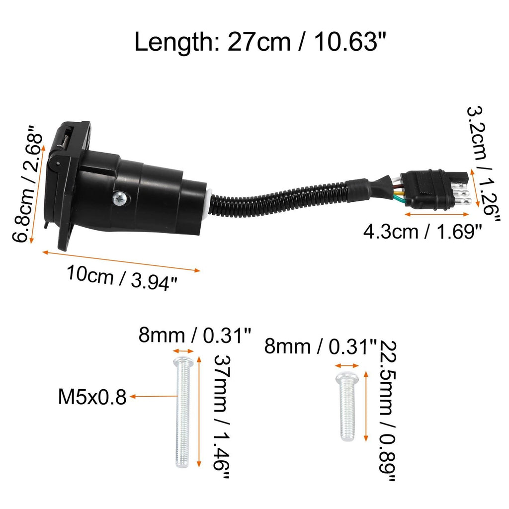 4 Pin to 7 Way RV Trailer Plug Adapter for Camper Trucks and Trailers