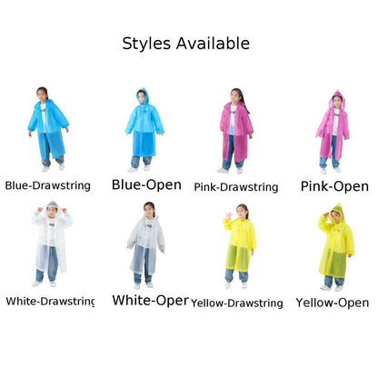 Transparent Long Raincoat for Children - Reusable Full Coverage Design