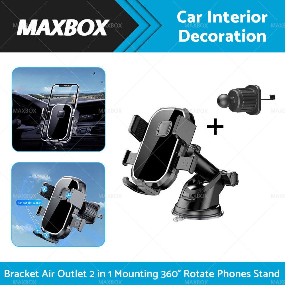 2X Car Phone Holder 2in1 Suction Cup Mount Universal 360° Rotate