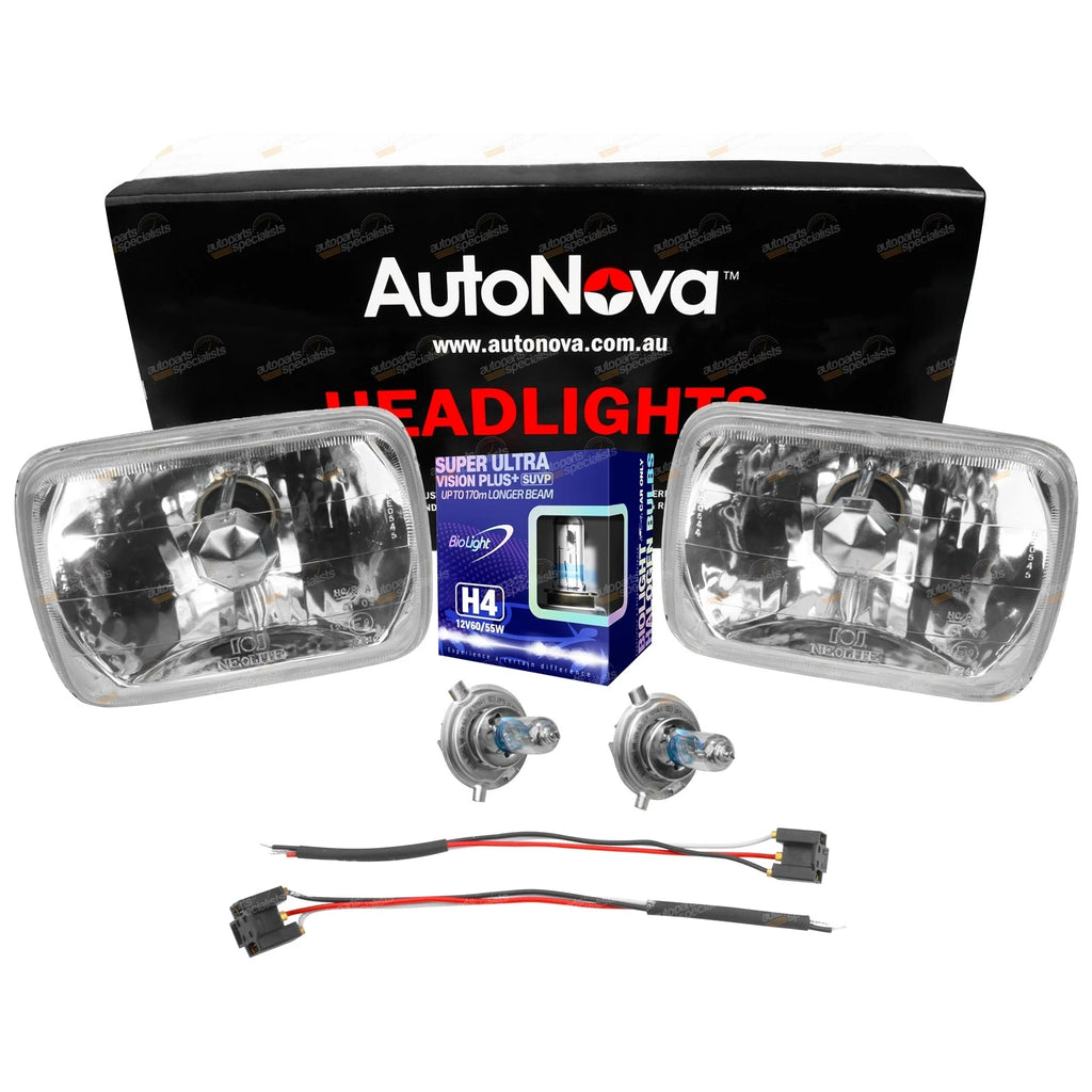 2X H4 Halogen Headlight Upgrade Kit for Courier PC (1985–1996) Rectangle Crystal