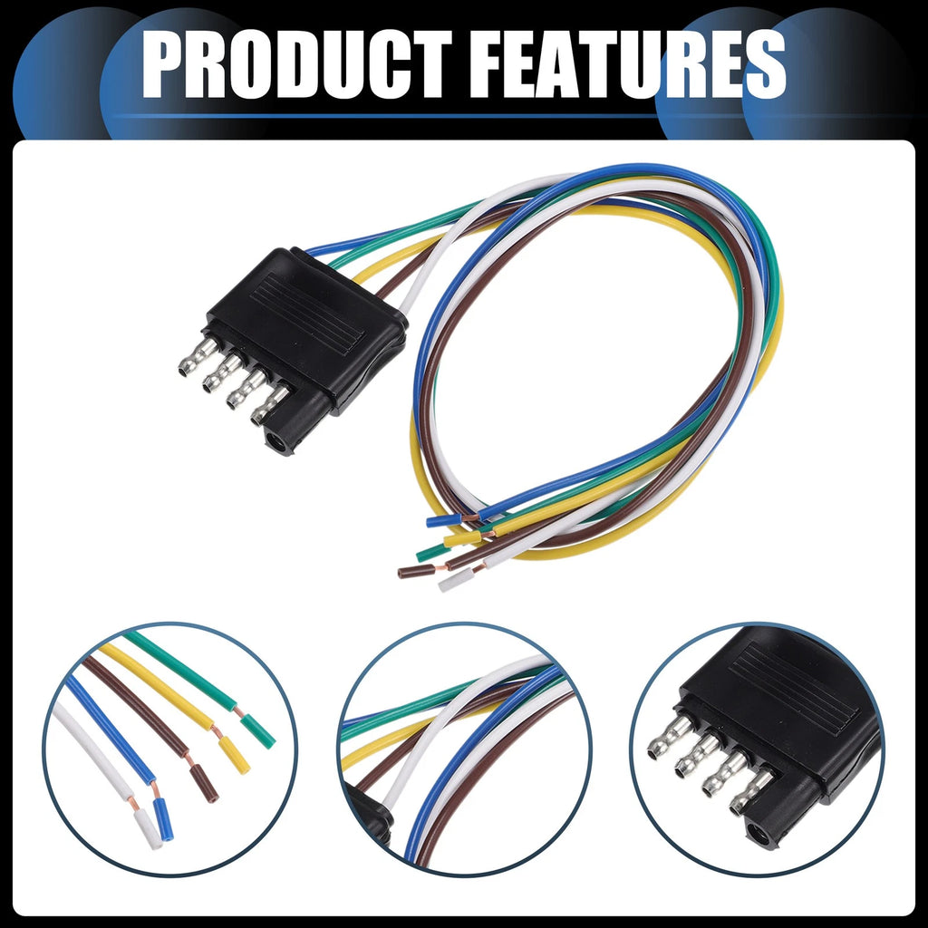 Trailer Wiring Harness 5 Way Flat Plug Replacement for Universal Fit (—)