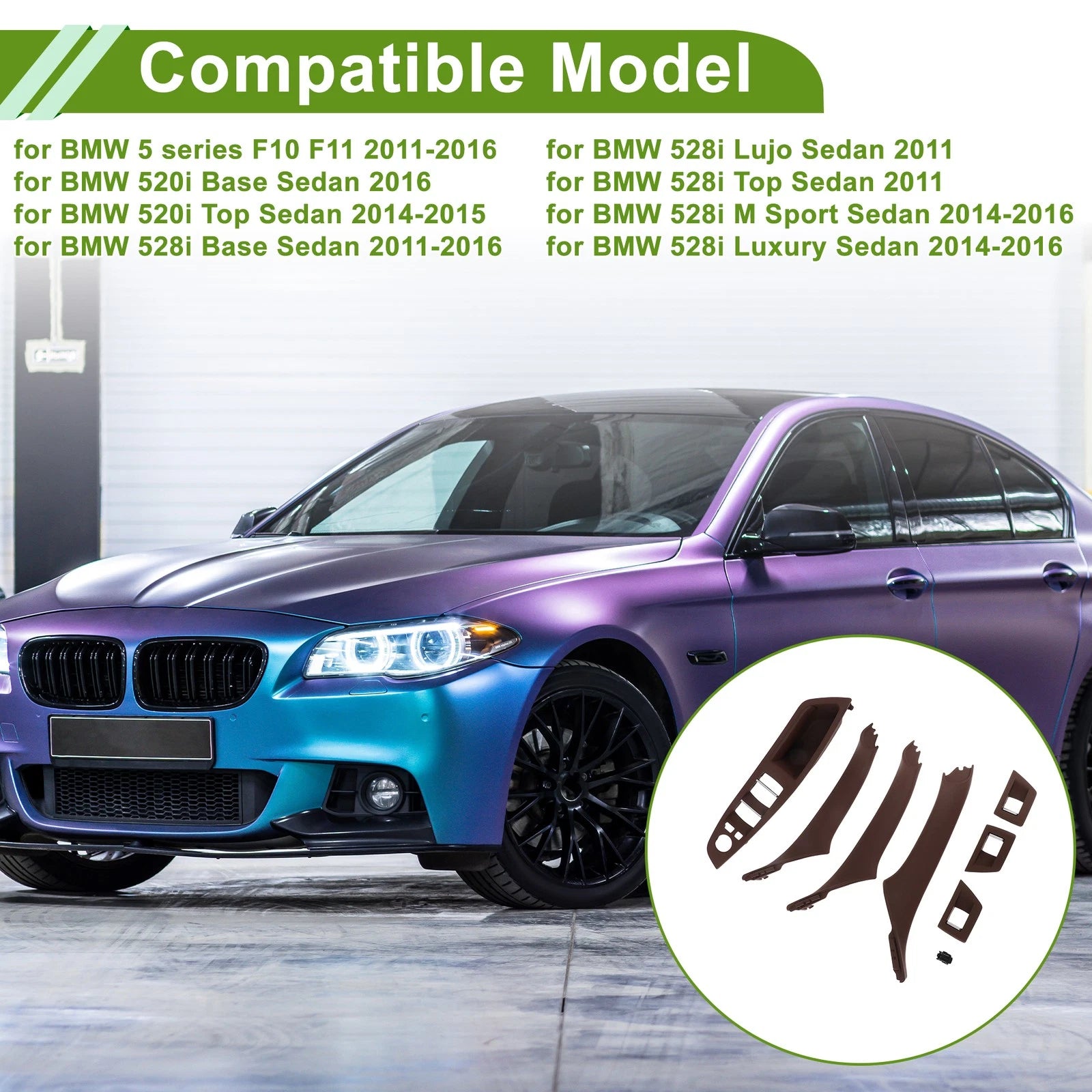 Door Panel Handle Pull Trim Cover Replacement for BMW 5 Series (2011–2016)
