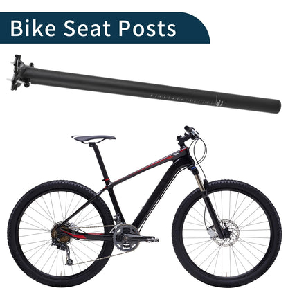 Seat Post Set for Bike 33.9x600mm Lightweight Carbon Fiber Matte Black