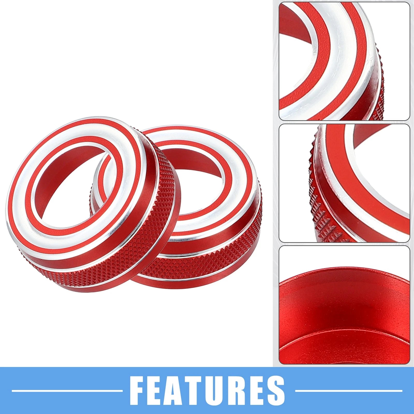 AC Vent Ring Chrome Trim for Chevy Camaro (2017–2021) Aluminum Red Set