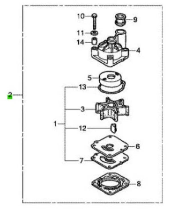 Water Pump Rebuild Kit for Honda 75 90 hp BF75D BF90D (Outboard) 06193-ZZ0-000