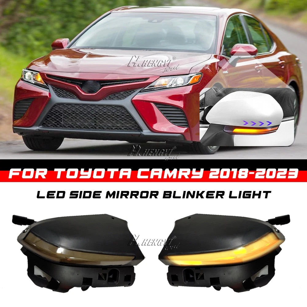 2X LED Dynamic Amber Side Mirror Turn Signal Lights for Toyota Camry (2018–2026)