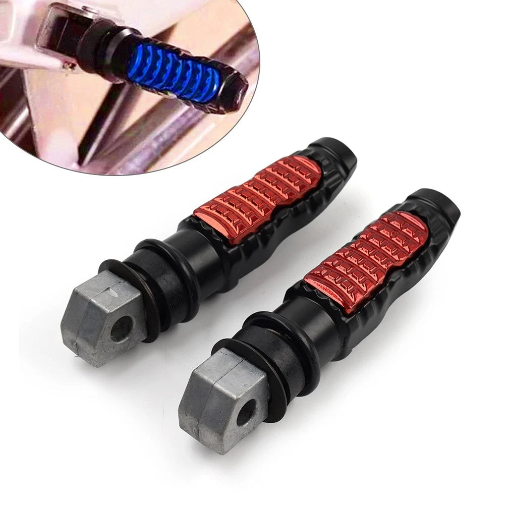 8MMUniversal Motorcycle Rear Footrest Foot Pegs Pedals For Harley For Honda Red