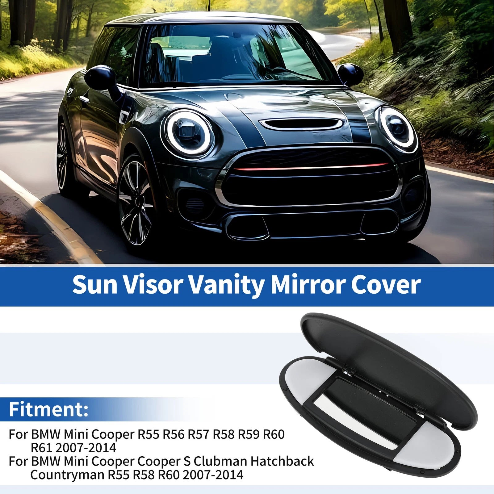 Sun Visor Vanity Mirror Cover Replacement for BMW Mini Cooper R55 R56 (2007–2013)