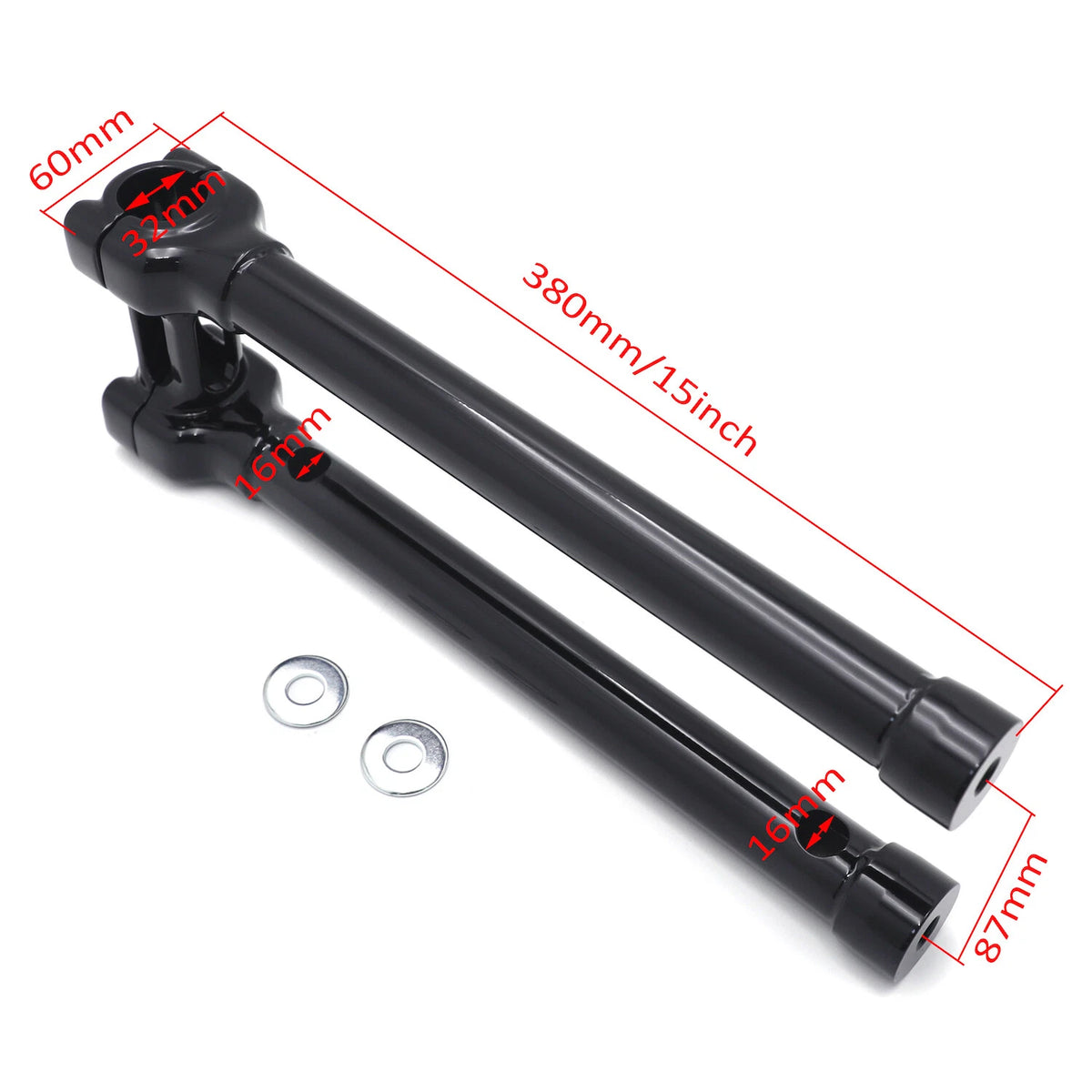 CNC Black Bolt-on Riser Top Clamp for Harley Touring FLHR (14", 1 1/4")