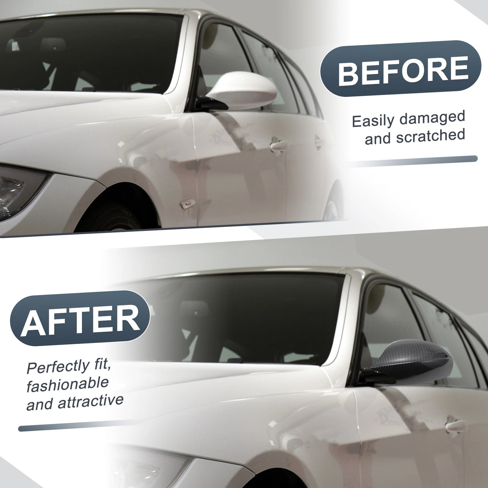 Rearview Mirror Cover Cap Set Replacement for BMW 1 Series E81 E87 (2004–2013)