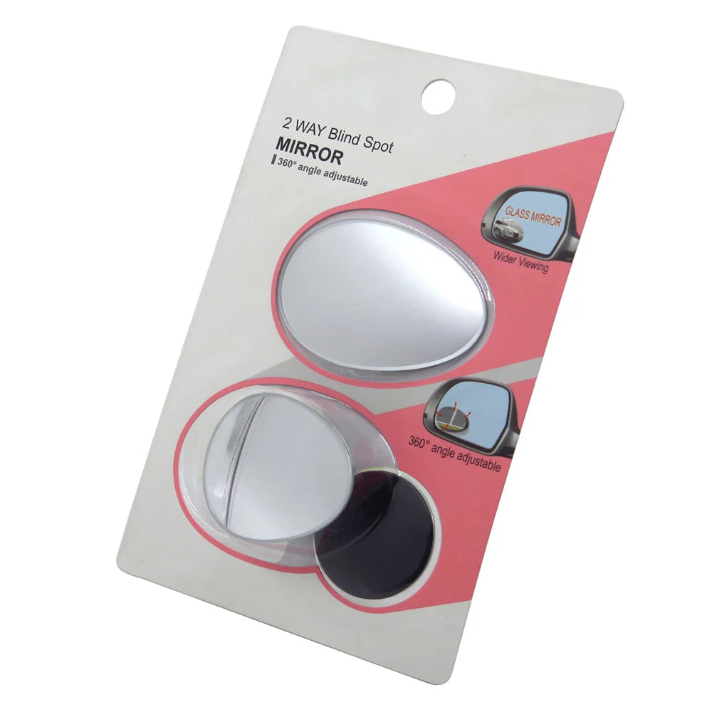 2X Adjustable Oval Wide Angle Frameless Blind Spot Mirror for Universal Fit