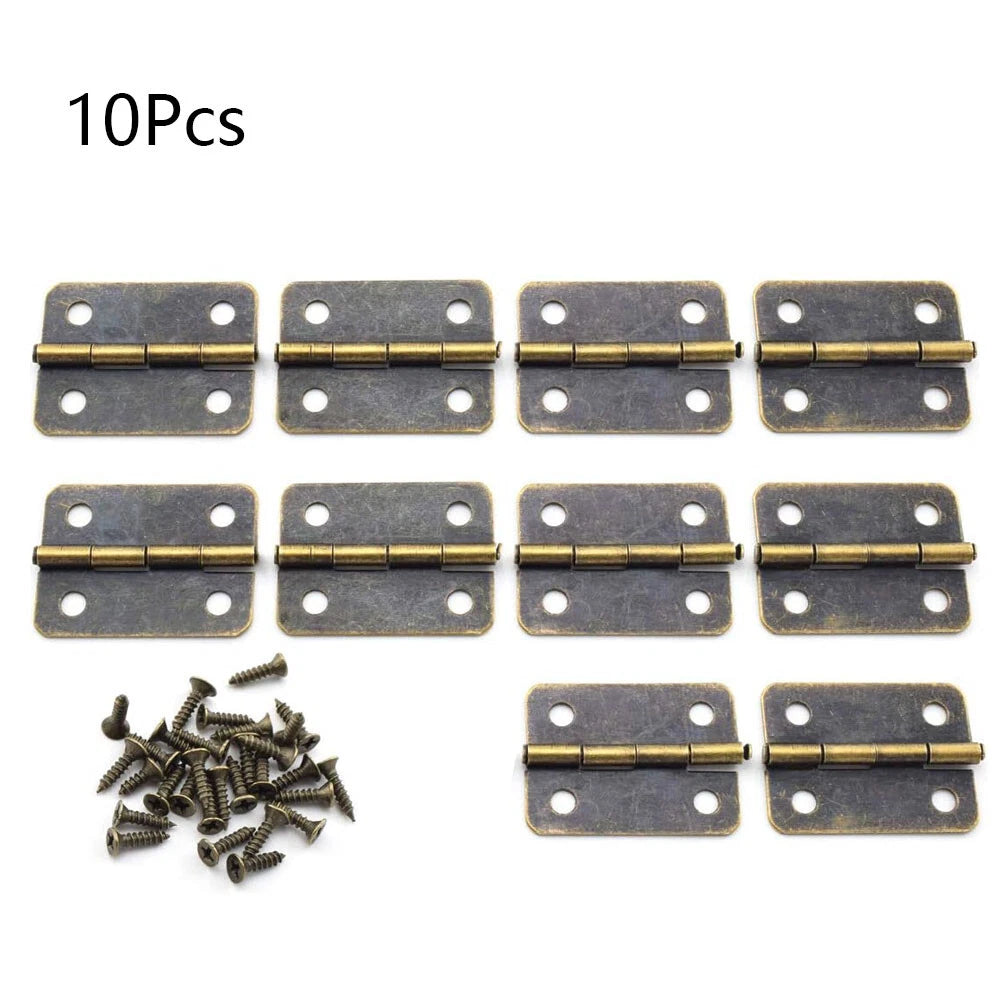 10x Mini Hinge for Jewelry Chest Gift Box Antique Bronze (25mm x 18mm)