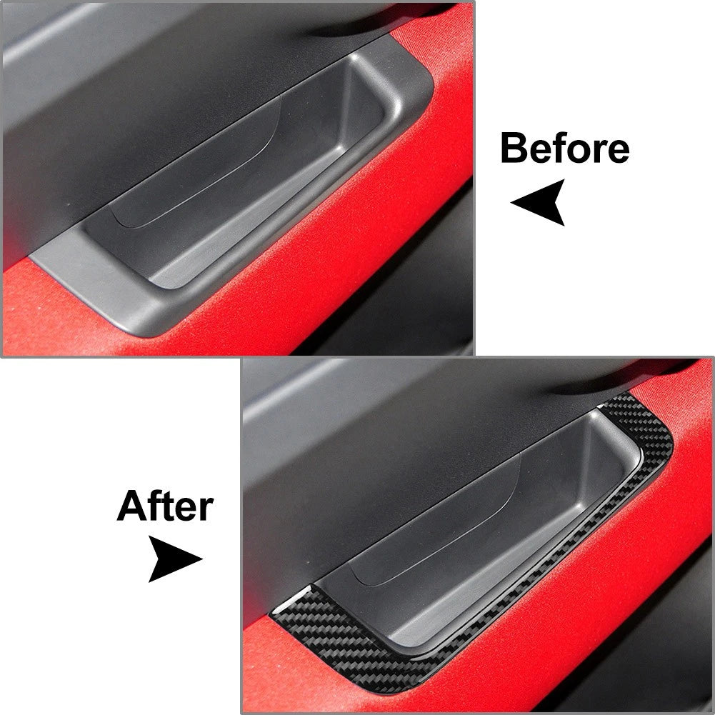 Carbon Fiber Interior Door Armrest Handle Panel Trim For Fiat 500 2012-2015