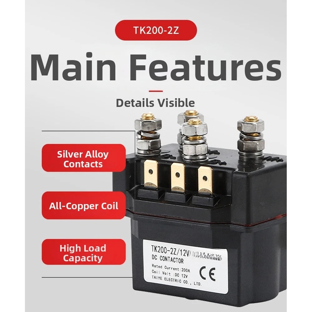 DC Contactor TK200-2Z 200A for Winch Motor Control (12V 24V)