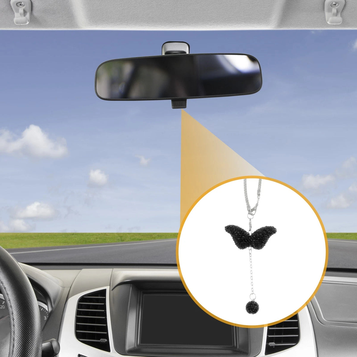 Rhinestones Wing Drill Ball Rear View Mirror Pendant for Universal Cars
