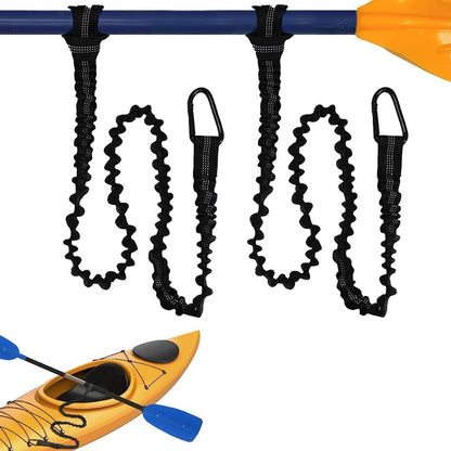 2X Kayak Paddle Leash with Carabiner 1m Black
