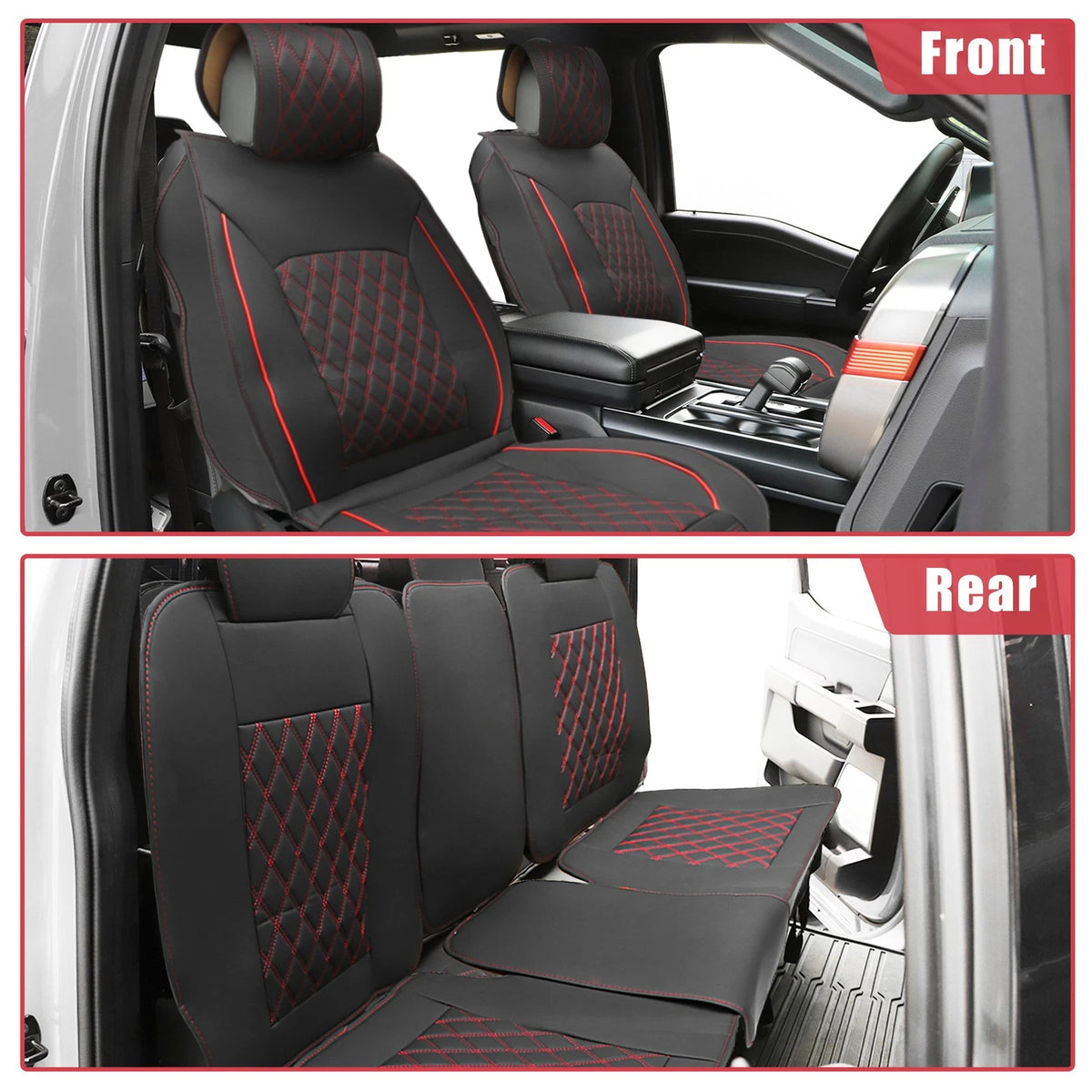 Front and Rear Seat Covers Pad Kit for Dodge Ram 1500 (2009–2023)