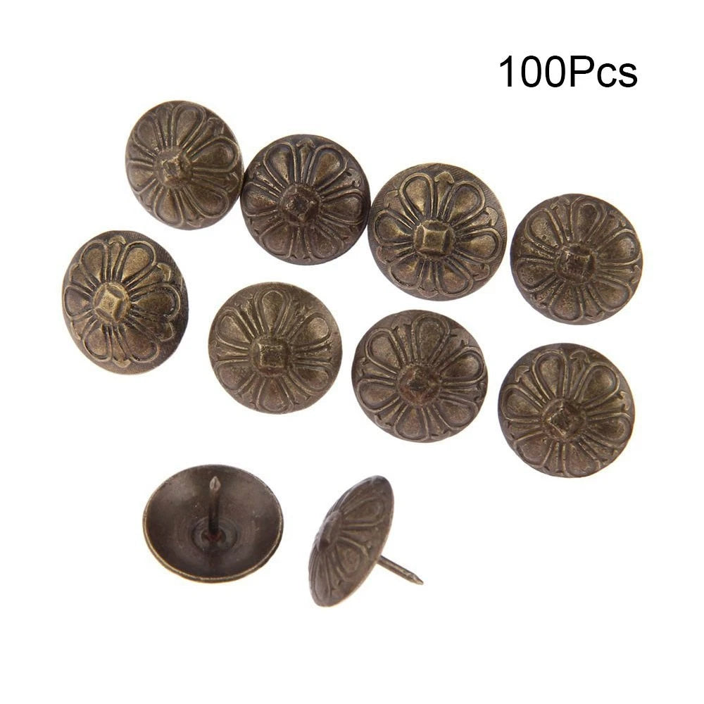 100X Antique Bronze Upholstery Nails for Furniture (19mm x 15mm)