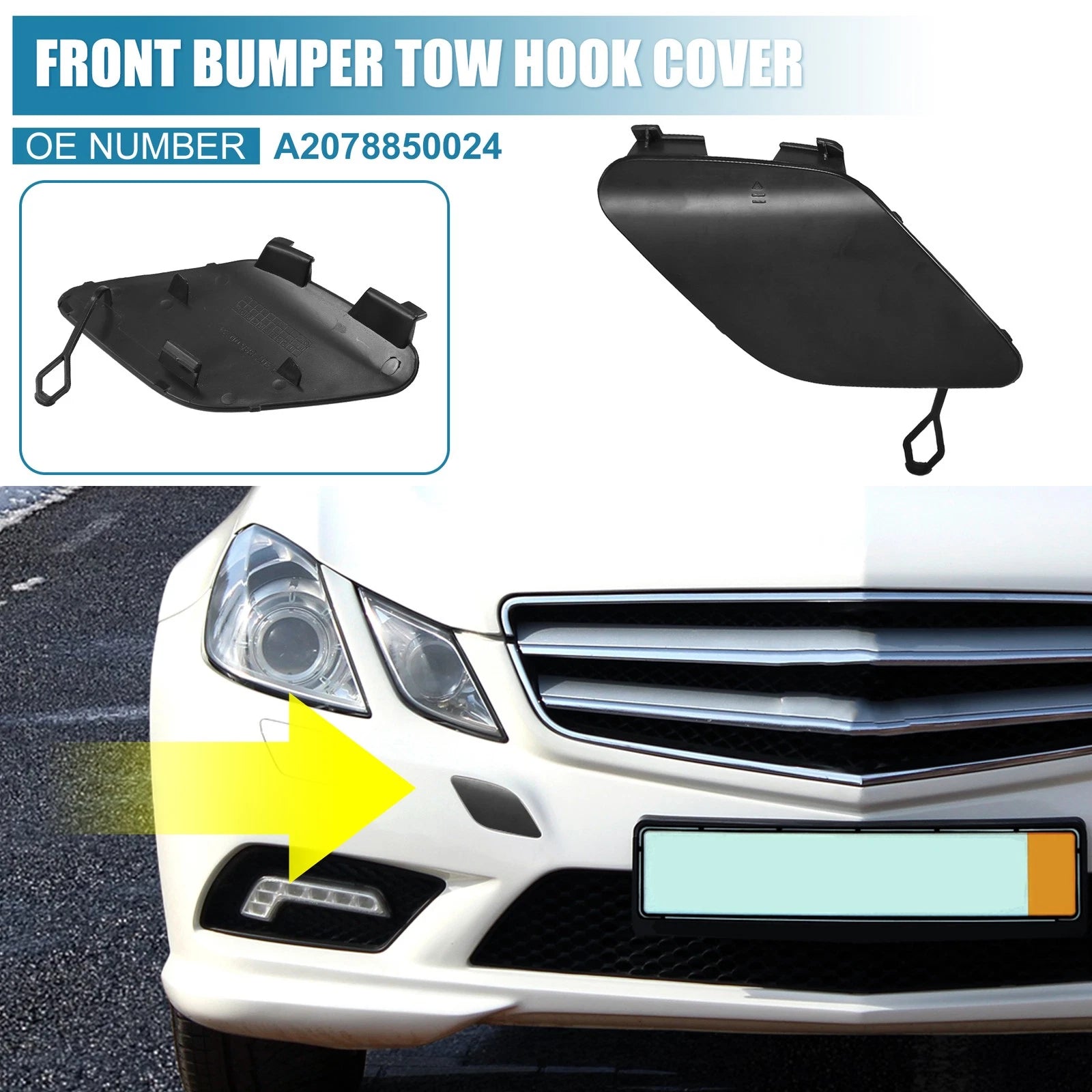Front Right Bumper Tow Hook Cover Replacement for Mercedes-Benz E400 (2014–2016)