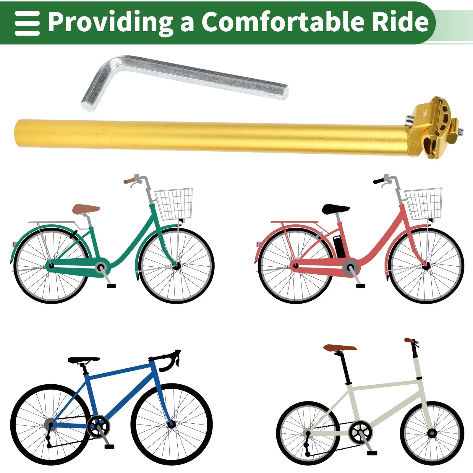 Seat Post Adapter 30.4x450mm Adjustable Angle for Bike (2000–2026)