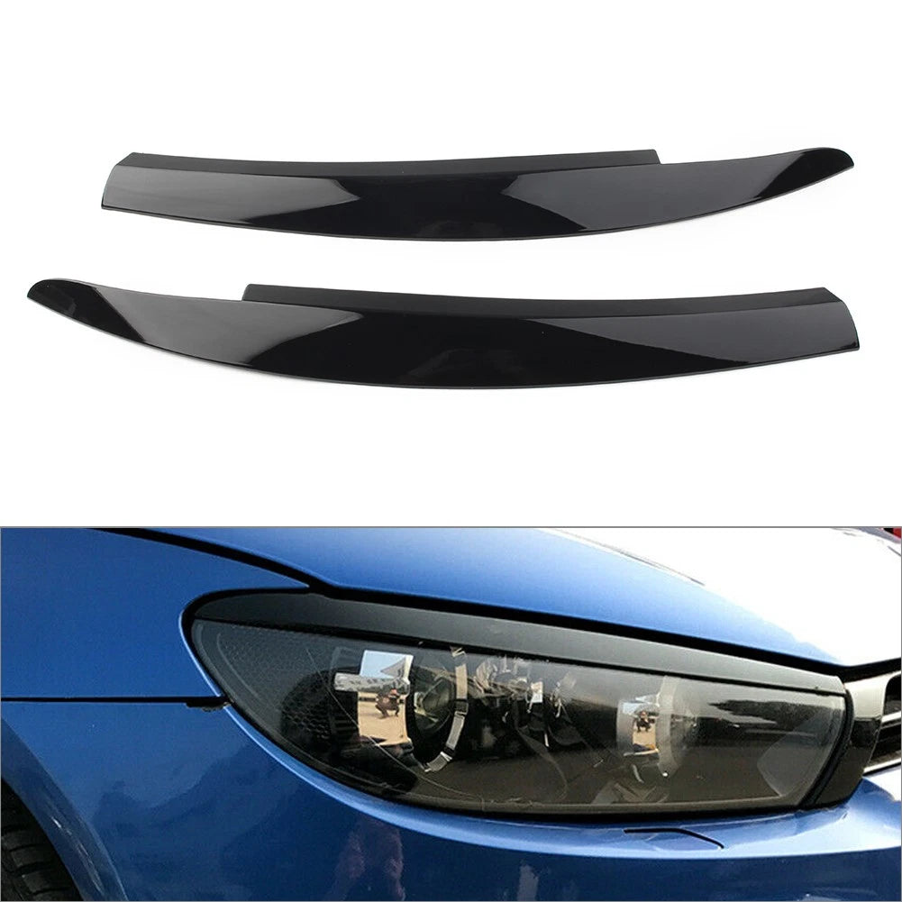 Glossy Black Headlight Eyebrow Eyelid Trim for VW Scirocco (2009–2017)