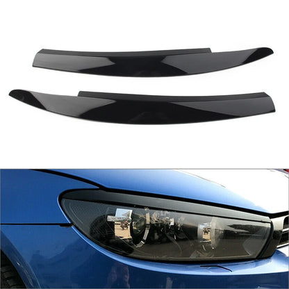 Glossy Black Headlight Eyebrow Eyelid Trim for VW Scirocco (2009–2017)