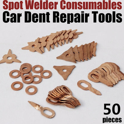 50pcs Stud Welding Accessories Straight Twisted Dent Pulling Ring Round Star Pad