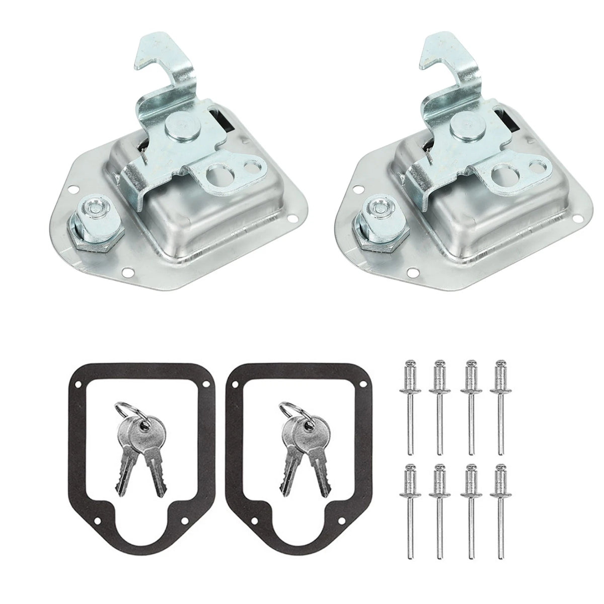2Pcs Trailer Paddle Door Latch Lock + Key for RV Truck Tool Box