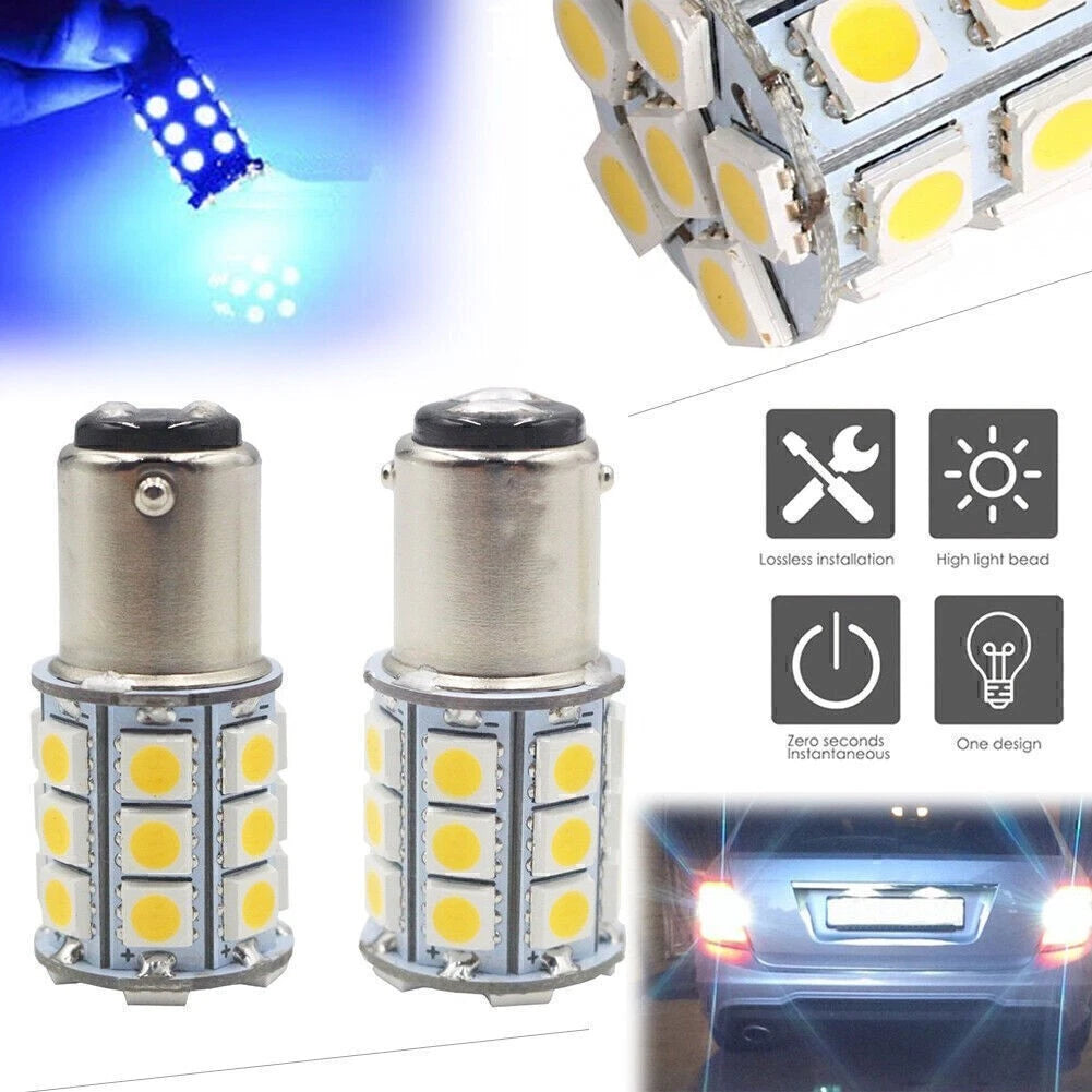 2X 27SMD BA15D LED Light Bulb for Marine Boat (20mm x 48.5mm) Blue