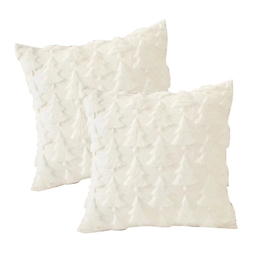 2X 45 x 45cm Christmas Tree Pillow Covers for Sofa (Winter Decor)