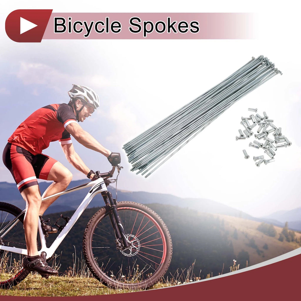 Bicycle Wheel Spokes Set 265mm Galvanized Carbon Steel for 13G 38 Piece