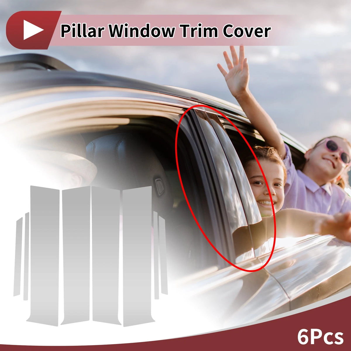 6 Pcs Door Pillar Window Trim Replacement for Toyota Aqua XP210 (2021–2025)