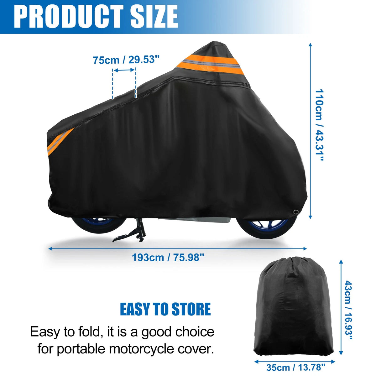 Waterproof Motorcycle Cover for Honda PCX 125 150 Scooter 76 Inch Black (Fits)