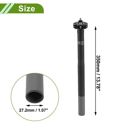 Bike Seat Post 27.2x350mm Adjustable Angle Carbon Fiber for Universal Fit (2010–2025)