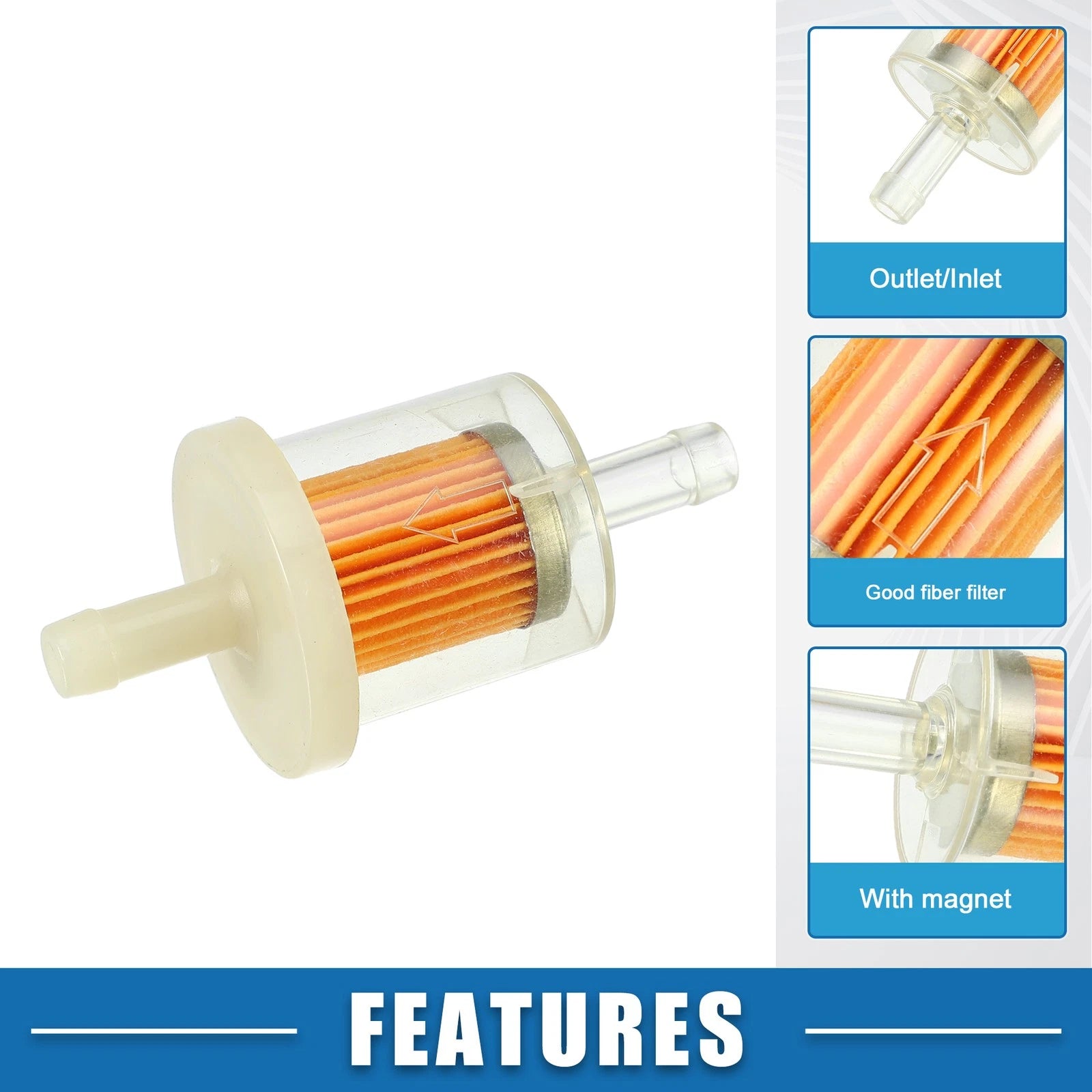 3pcs Inline Fuel Filter 1/4 Inch for Motorcycle ATV (Fits )